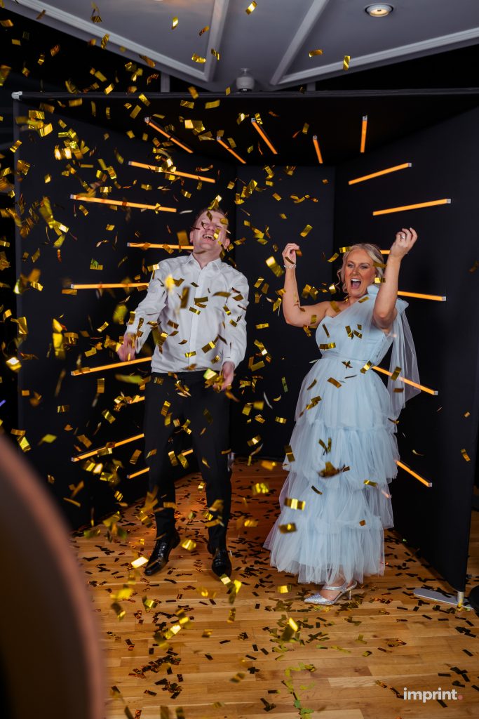 Vogue booth experience with added gold confetti